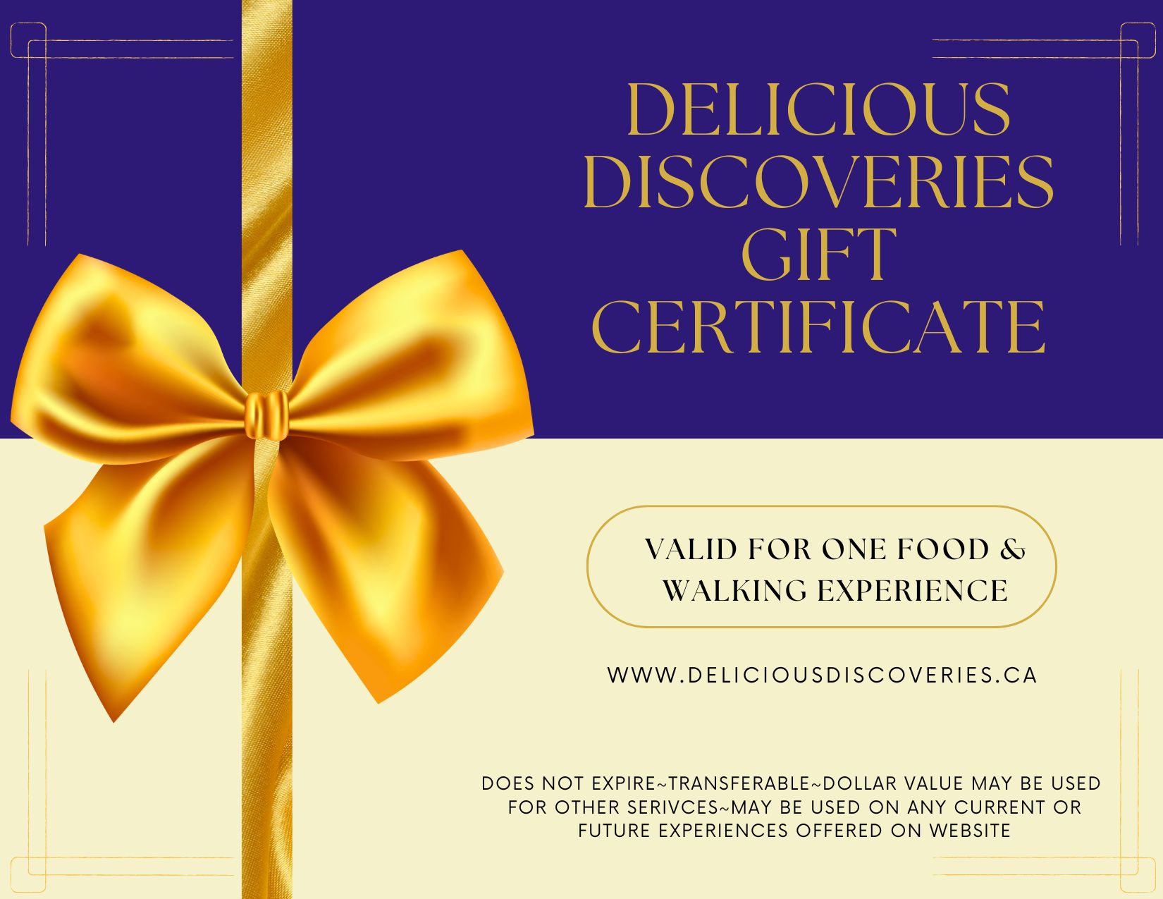 Delicious Discoveries Gift Certificate 2024