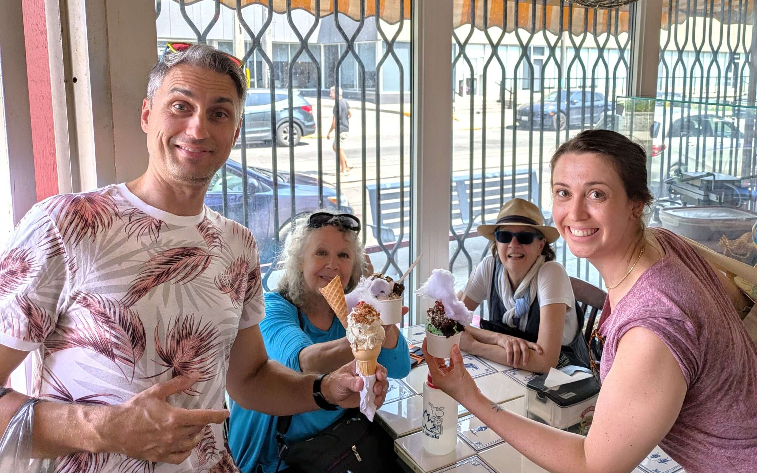 Friends eating ice cream on a Toronto food tour